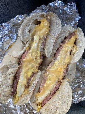 Pork roll egg and cheese plain bagel