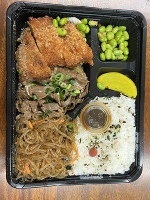 Katsu, Teri beef, Long rice bento $11 plus.