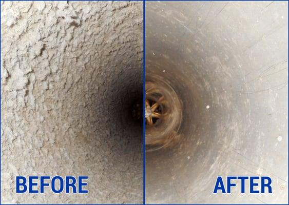 Before and after dryer vent cleaning