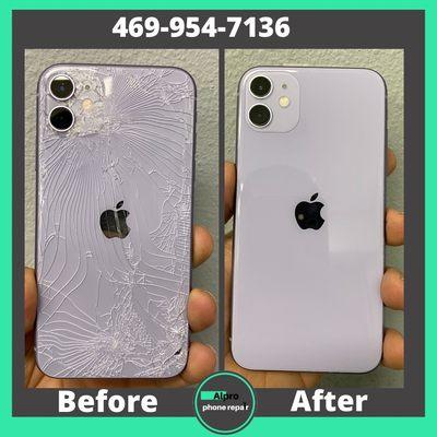 iPhone cracked back glass repair.