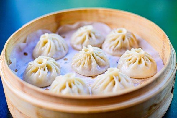 Freshly steamed soup dumplings