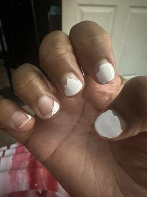 Gel manicure - 4 days after application. Started peeling  and cracking on day 3. should have lasted at least 2 .weeks