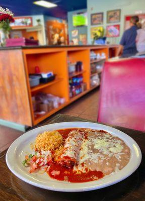 Chicken Enchilada with Rice and Beans