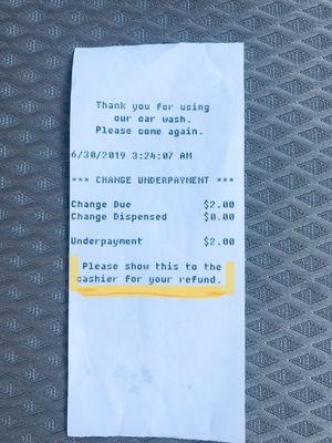 Car wash receipt.