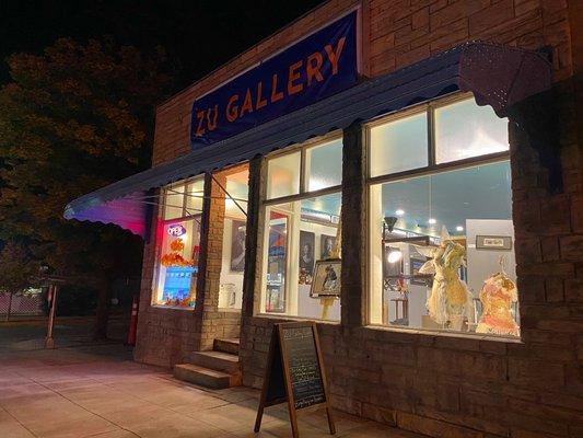 Storefront at night