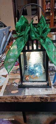 Here is one of the finished lanterns, that I got from the auction. Kimberley Thornton