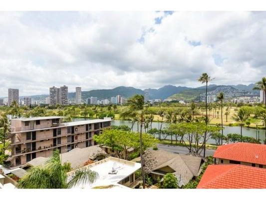 An amazing view from the Waikiki Lanais Condo overlooking the Ala Wai golf course.