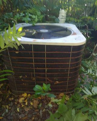 Replaced this 18 year old condenser with a new Goodman