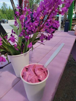 Fireweed flowers and ice cream