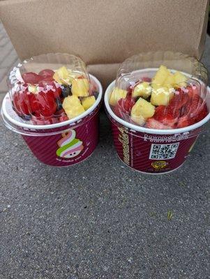 Frozen Yogurt with Fresh Strawberry, Blueberry, Raspberry, Maraschino Cherry & Pineapple