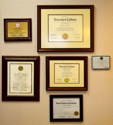 Dr. Tam Nguyen's Certificates and Degrees.