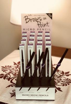 BDB micro-pencils. Waterproof with a built in brush. Comes in 4 colors.