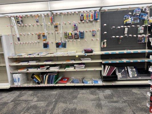 Empty shelves due to theft.