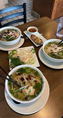 Chicken pho, special pho, plain pho