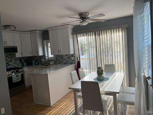 Whole view of kitchen and dining area