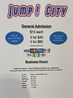 Payment and hours