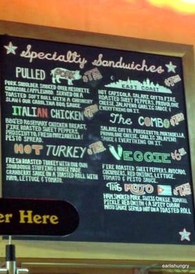 Speciality sandwich menu - *get the pulled pork*