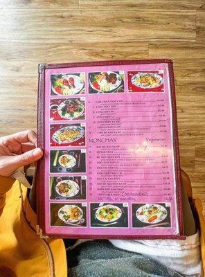 Vegetarian menu