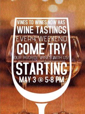 Today! We are starting our weekly wine tastings. Stop by Sherman Oaks favorite boutique wine shop every Friday 5-8 pm & Saturday 2-5pm to sa