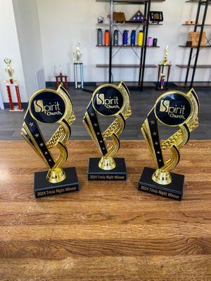 Mini trophies with logos.