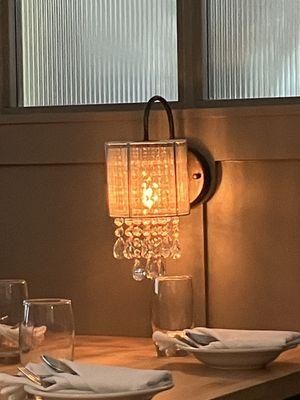 Very elegant lights at the tables