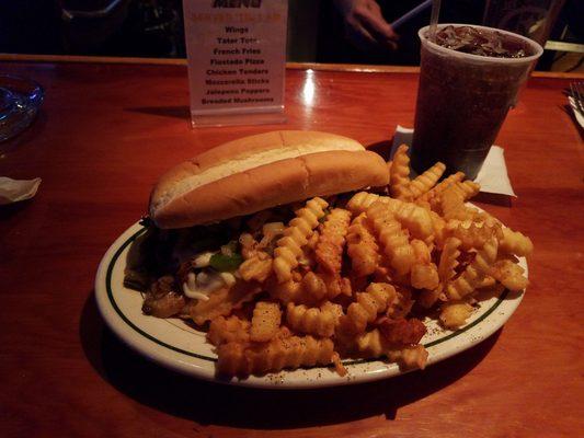 Steak sandwich with fries! Can't go wrong with dinner on a Sunday at Mel's!!!