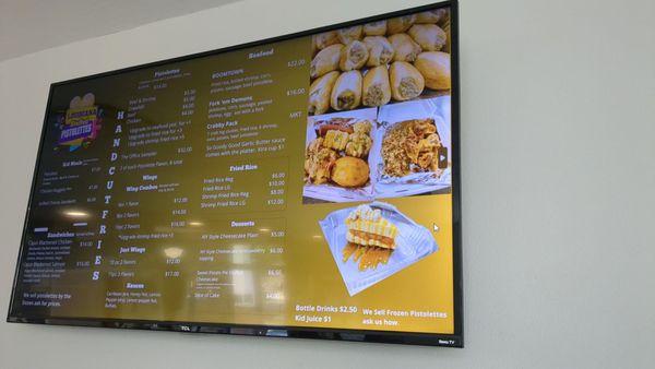 Menu from another angle.