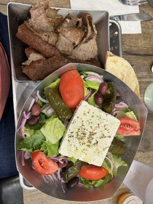 Greek salad with gyro meat