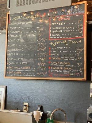 Coffee & Tea menu