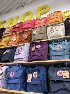 Wall of colorful bags