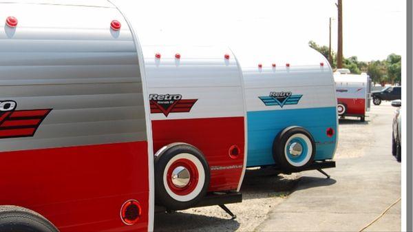 Three of their cute Whitewater Retro trailers.