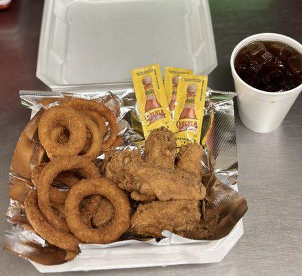 5pc Bone-In wings with side and Grandma's Sweet Tea