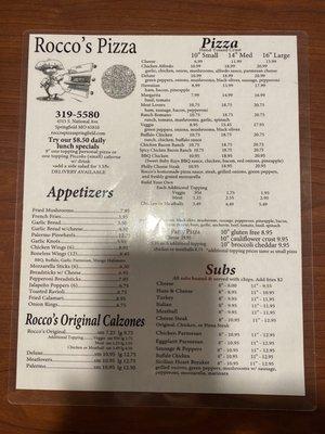 Menu front