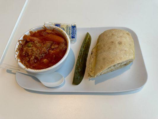 You pick two Vegetable Beef soup & Tuna Melt sandwich.  Soup was delicious!