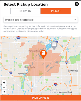 Order delivery anywhere in the shaded area or meet us at the kitchen for pickup!