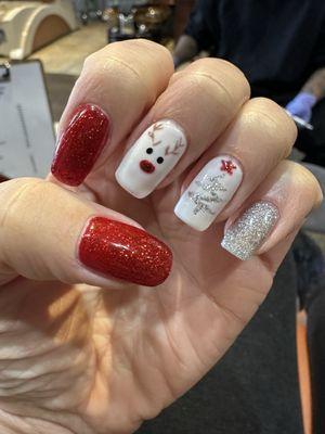 My Christmas nails complements of my girl Cheylan!