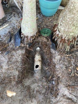 Sewer line location of broken pipe