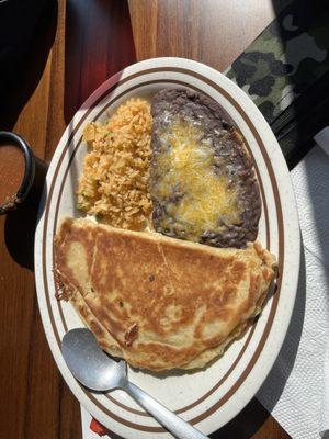 Kids quesadilla with rice and beans