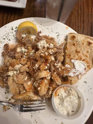 My new favorite; sweet chile calamari with crumbled cheese.