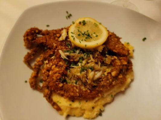 Softshell Crab topped with Crab meat.