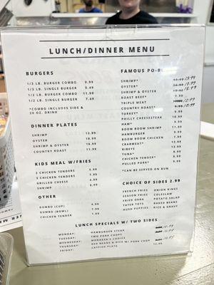 Lunch/Dinner Menu