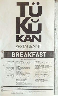 Breakfast menu