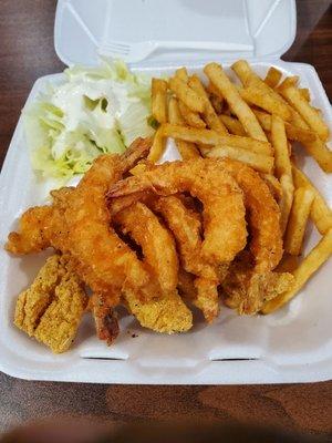 Salt Pepper fish & shrimp combination  plate.