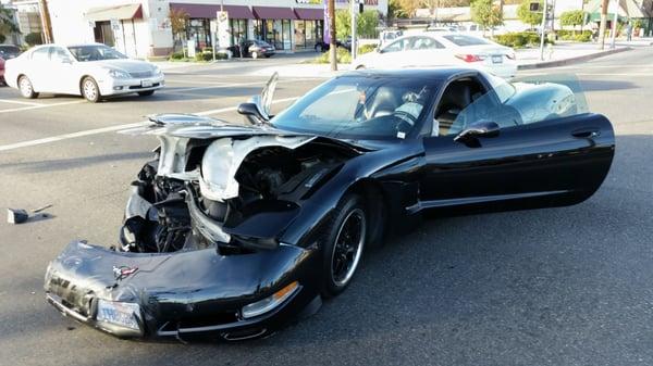 Totaled Corvette