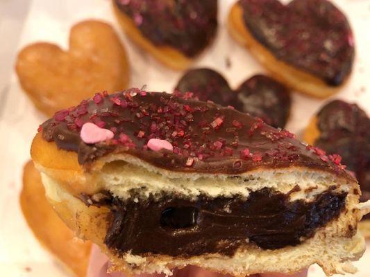 Heart shaped brownie batter filled donuts are the best!