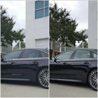 Tinted my Audi. They did an awesome job. Applied the Suntek CXP 35, the pic shows the difference.