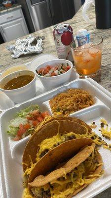 Their 3 taco special. Meat was ok, but I left nothing on the plate :-)