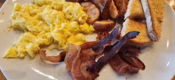 Powdered eggs and cold bacon.