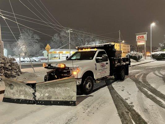 We offer plowing salting and snow removal