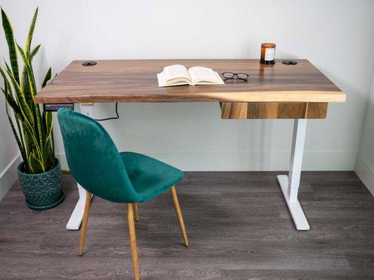 Standing desk with drawer - Walnut solid wood. Available in store today!